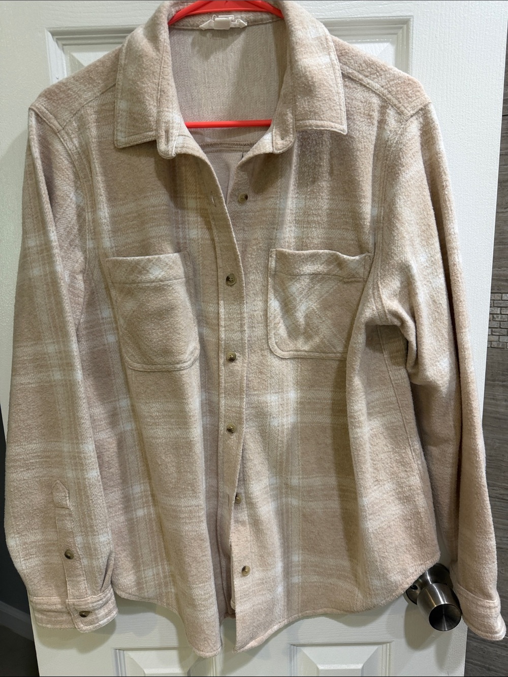 beachlunchlounge Beige Plaid Button-Up Shacket